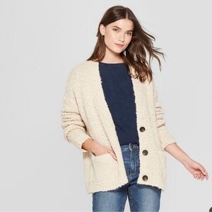 Universal Thread Cardigan Acrylic Cream Chunky Oversized Small Button Front